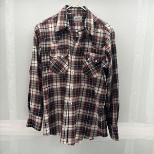Vintage Dee Cee Western Pearl Snap Shirt Mens Plaid 16-34 L Tartan Plaid Flannel